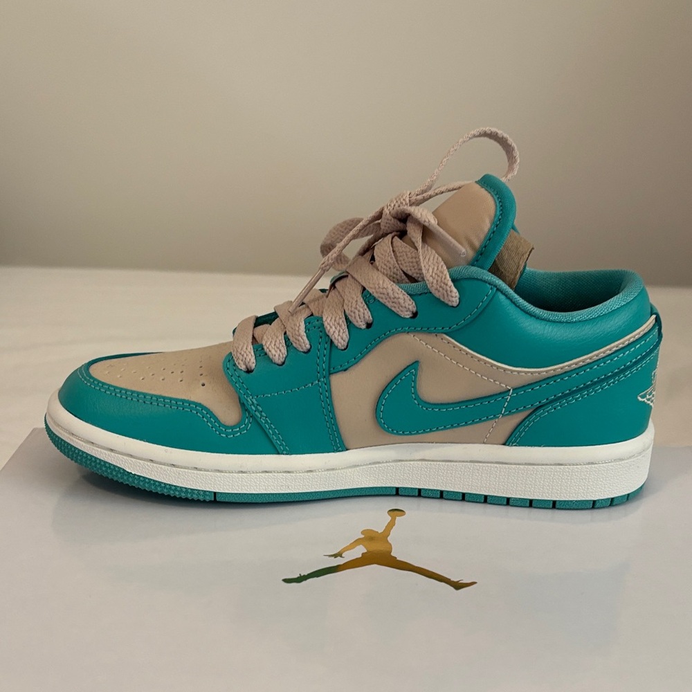 New WMNS AIR JORDAN Teal and Sanddrift Sneakers - Picture 7 of 11